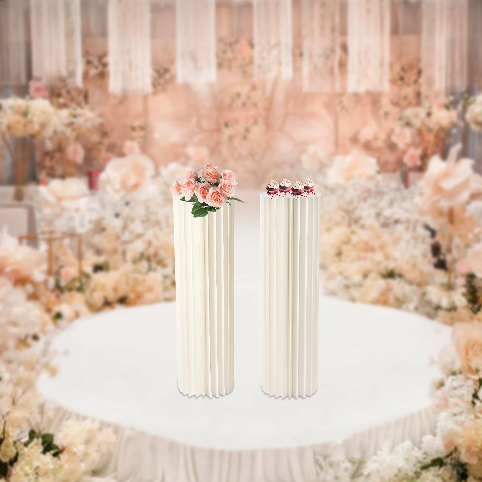 

2PCS Cardboard Flower Stand 100cm Tall Flower Vase Decor Centerpiece Stands Cylinder Table Decor For Wedding Party Event Decor