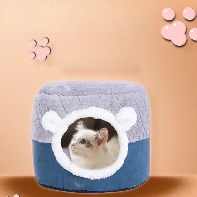 

Cat Bed House Soft Plush Kennel Puppy Cushion Small Dogs Cats Nest Winter Warm Sleeping Pet Dog Bed Pet Mat Supplies