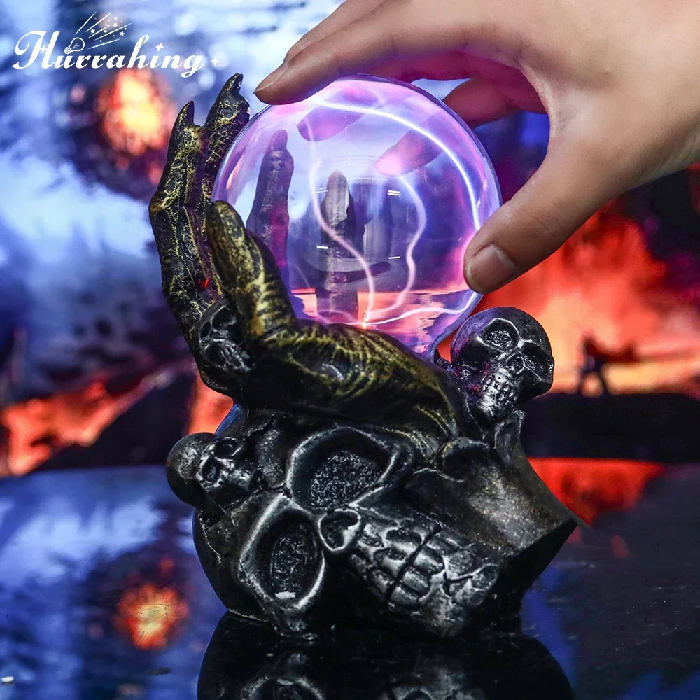 Hurrahing lâmpada de plasma com suporte de bola de perfil lateral 4 polegadas luz noturna ambiente decoração de mesa presente de Halloween venda
