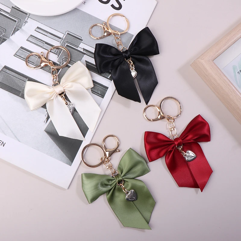 Ribbon Large Bow Keychain Gifts Women Bag Pendant Car Key Holder Jewelry Romantic Charm Ornament Sweet Bow Keychain