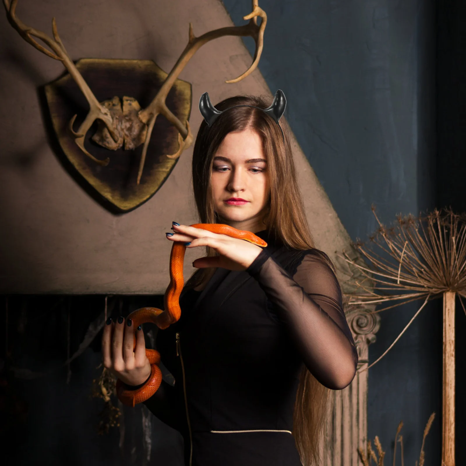 Halloween Devil Horn Headband Party Costume Accessory Lightweight Comfortable Headband for Carnival Cosplay Birthday Celebration