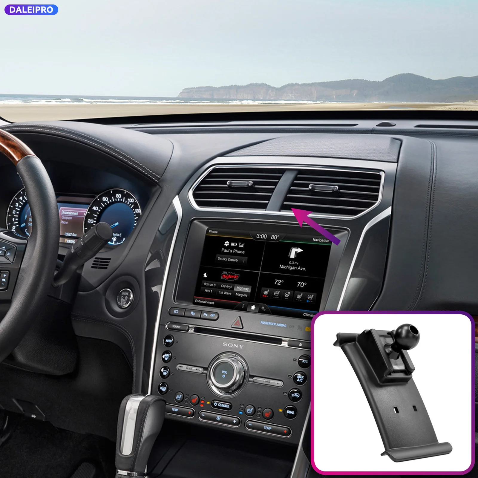 For Ford Explorer 2011 2012 2013-2019 Vehicle-Specific Phone Holder Base Smart Car Phone Mount 66W Charging Holder Accessories