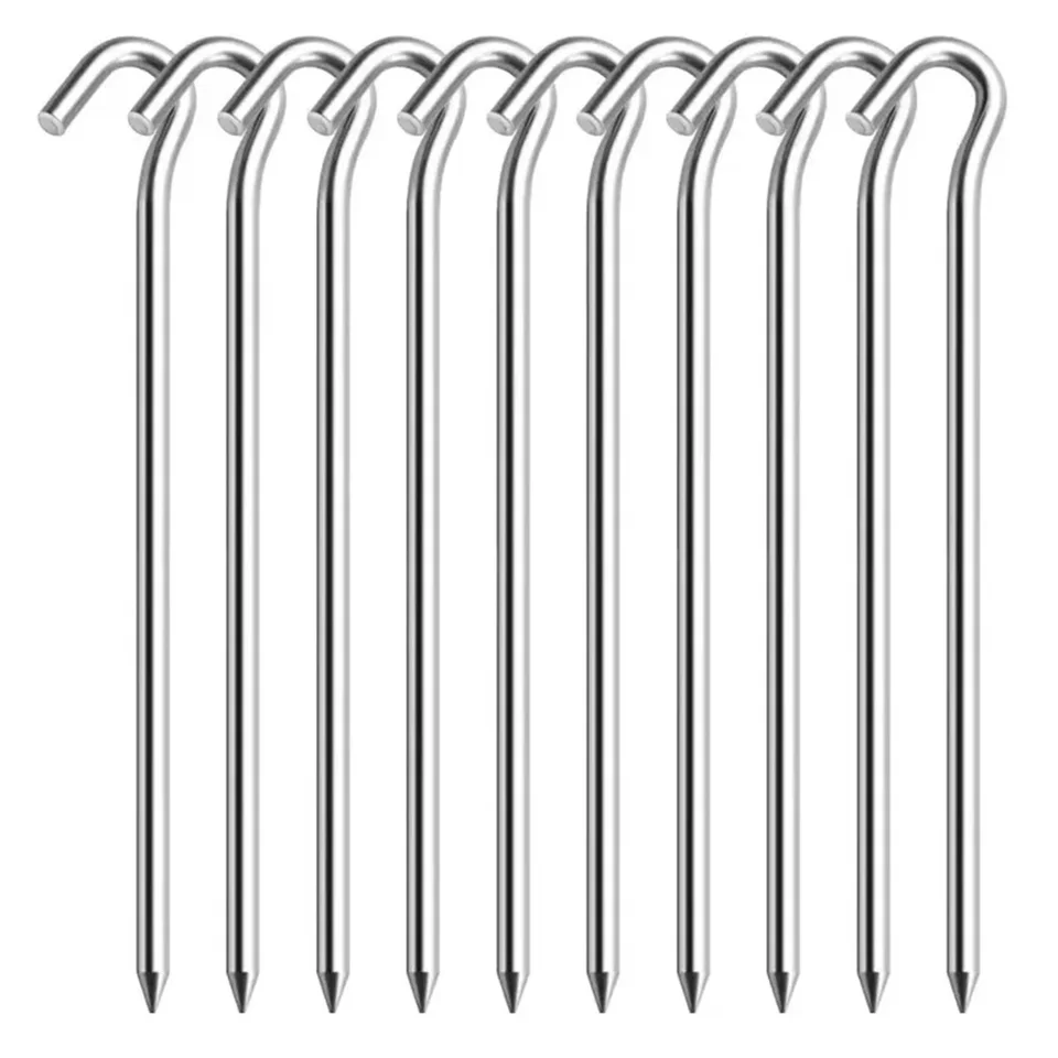 Pack De 18 Estacas De Aluminio Para Tienda De Campaña, De 18 Cm, Con Gancho Superior Y Punta Afilada, Incluyen Bolsa De Almacenamiento