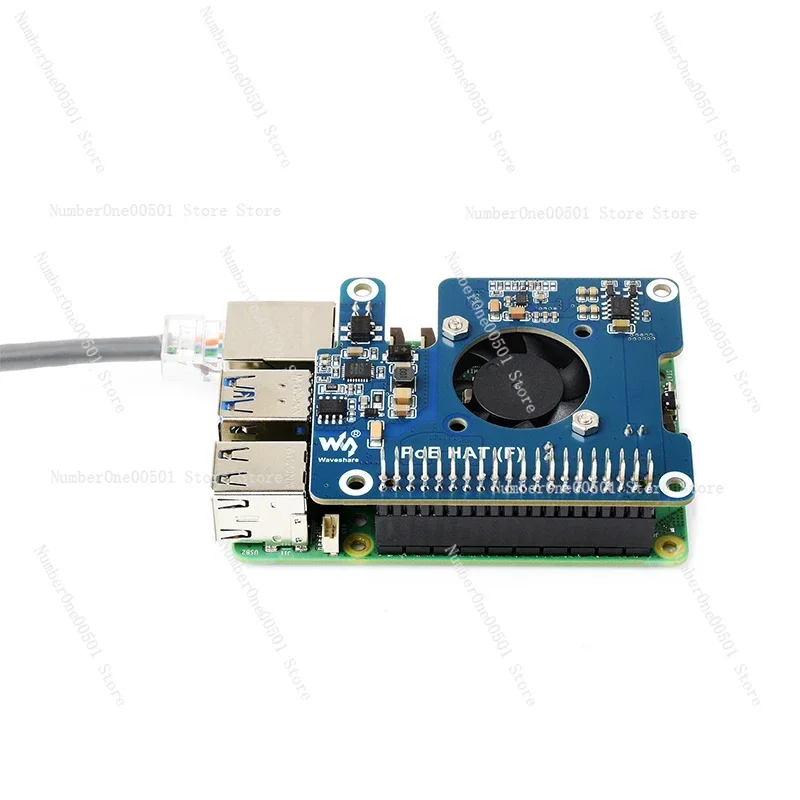 Suitable for Raspberry Pi 5th generation, Ethernet powered expansion board PoE support 802.3af/at with cooling fan