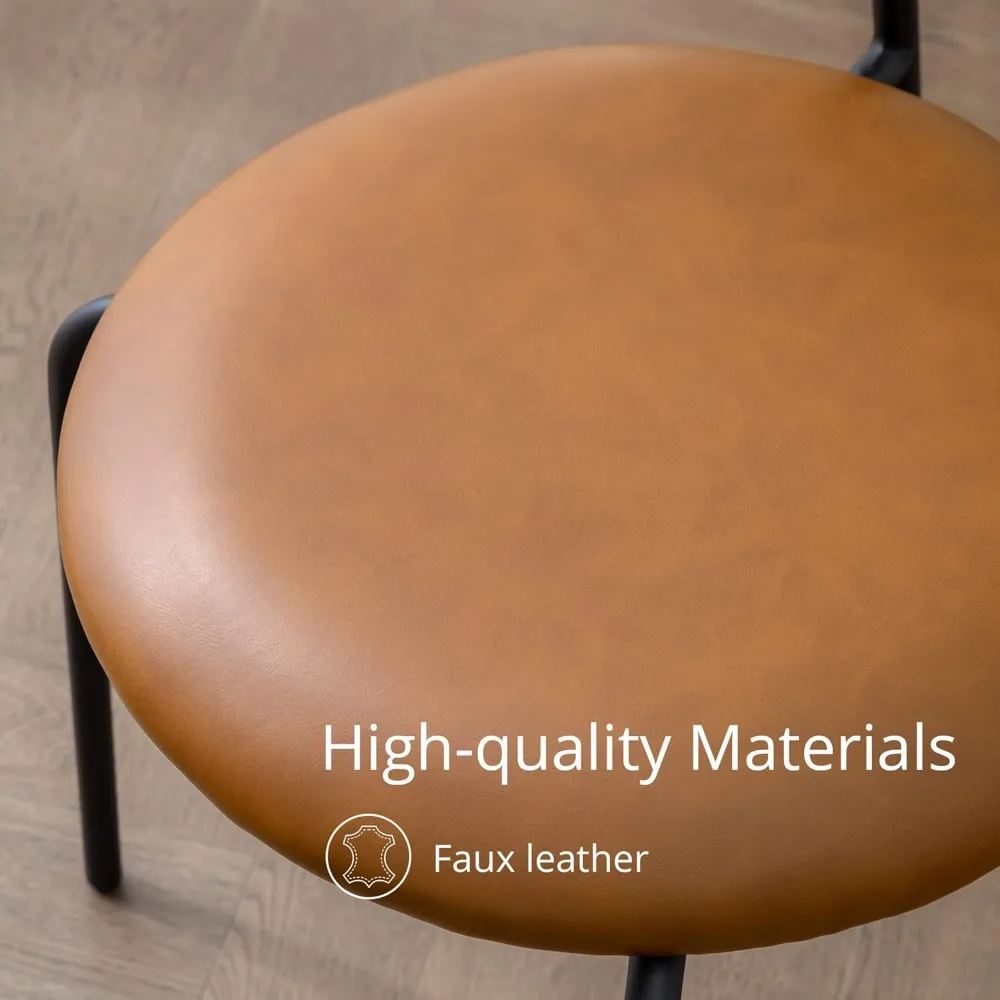 Cadeira estofada couro falso da barra com quadro do metal e encosto do Rattan, resistente e fácil, macio e confortável Material