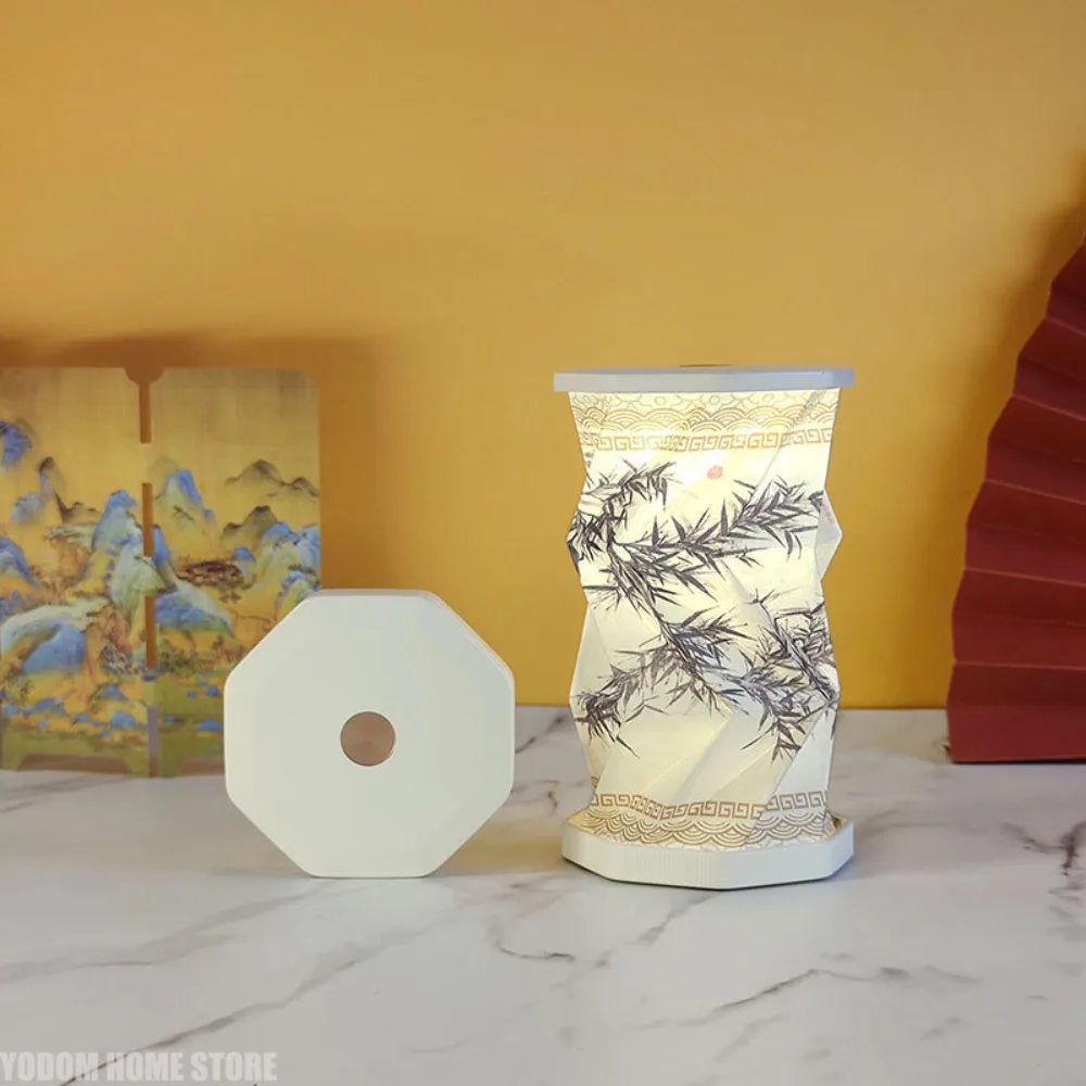 Paper Rotating Night Light Creative Foldable Atmosphere Bedroom Bedhead Decoration Gift Book Light LED Table Light