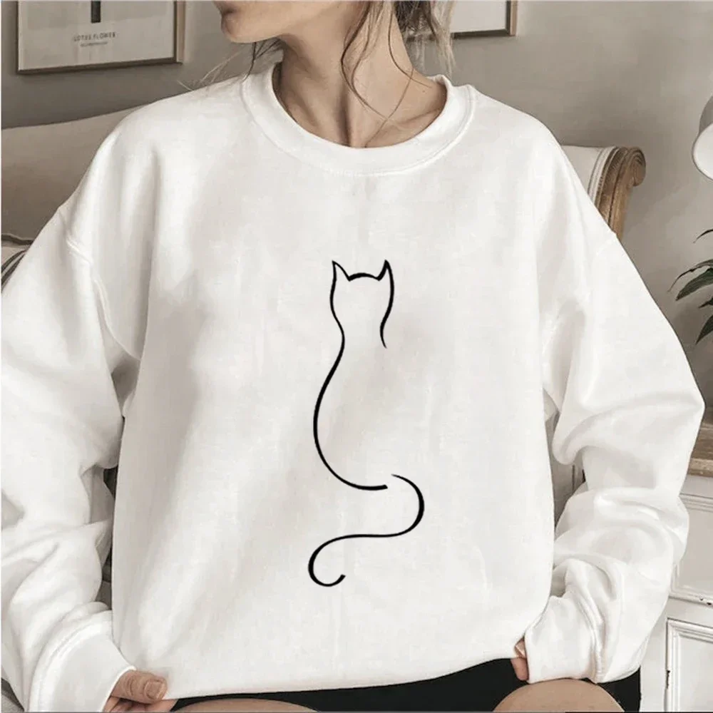 Women Funny Cat Graphic Sweatshirts Animal Autumn Hoodies Women\'s Clothing Kawaii Female Harajuku Y2K Women\'s Crewneck Sweatshir