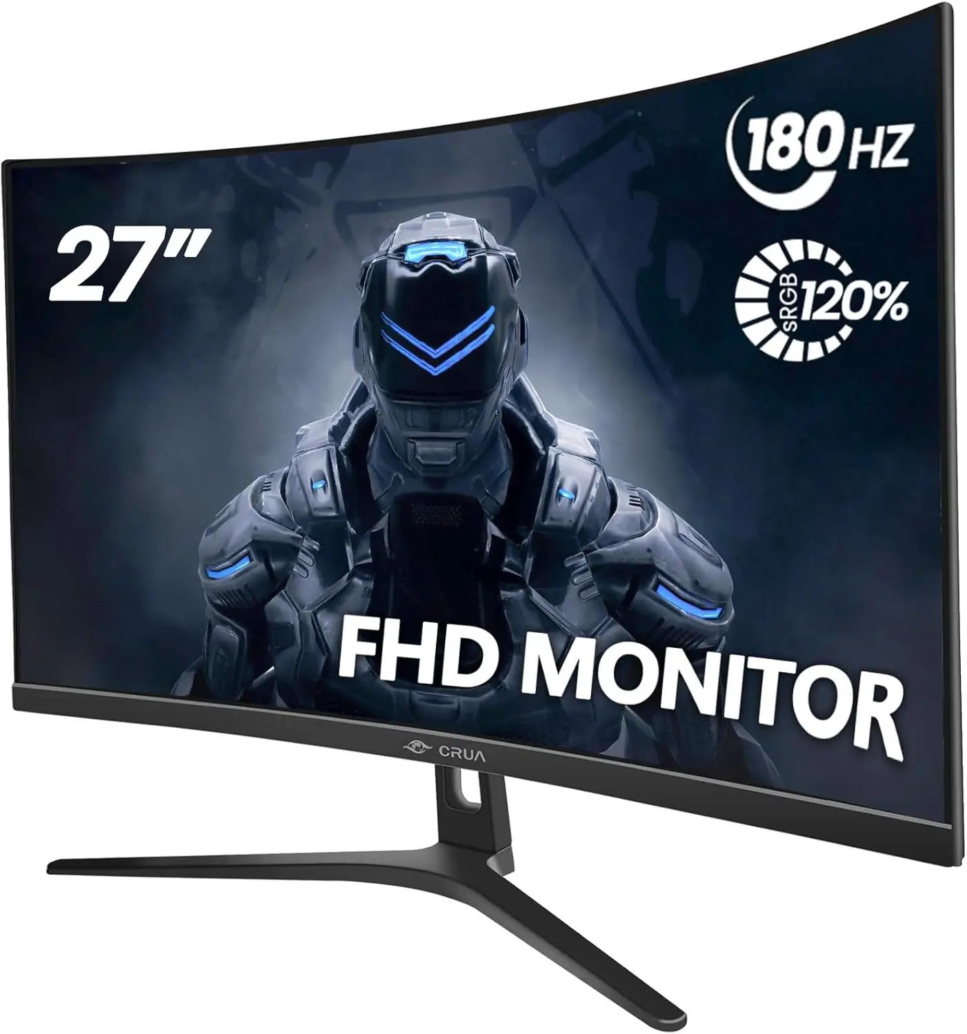 Monitor de jogos curvo de 27", FHD 1080P, taxa de atualização de 144 Hz/180 Hz, tela VA com FreeSync, HDMI e DP