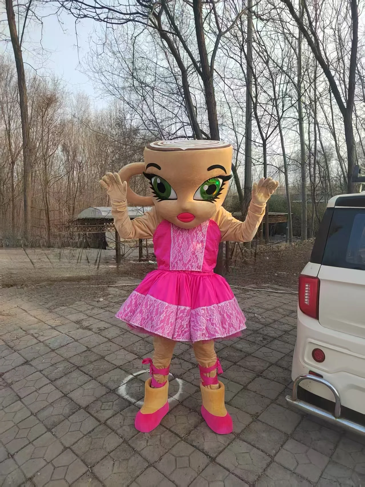

new custom Miss coffee girl mascot costume fancy dress carnival clothes for cosplay party ad activities