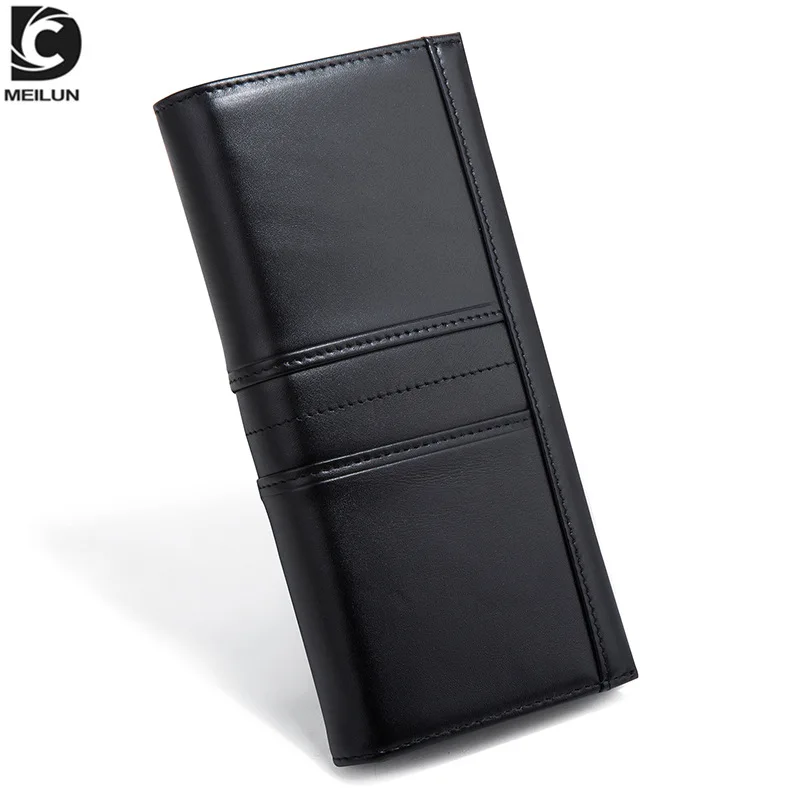 Picture 6: Men's genuine leather spliced suit business wallet with multiple slots, large capacity mobile phone storage, long wallet