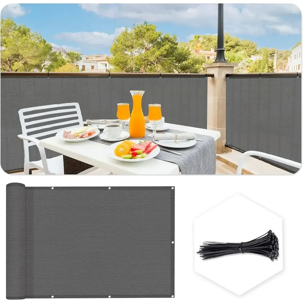 

Custom 3.3'x24' Grey Privacy Screen with Bindings, Grommets, 90% Sun Blockage, Suitable for Heavy-Duty and Residential Use, Cabl