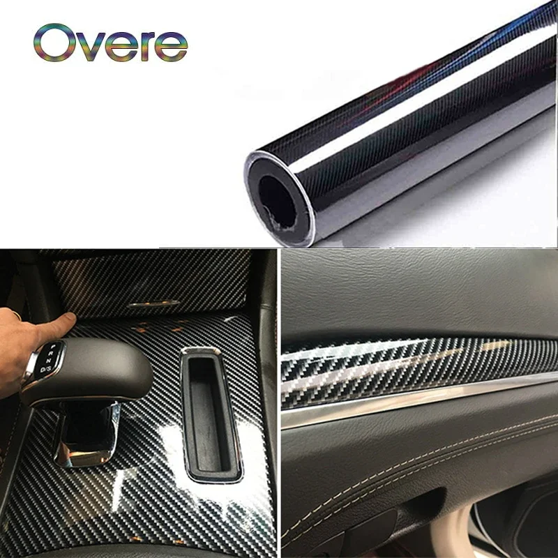 OVERE 5D Carbon Fiber Car Stickers For Fiat 500 VW Polo Golf MK4 4 5 6 MK7 Touran T5 T4 Bora Skoda Rapid Fabia Yeti Accessories