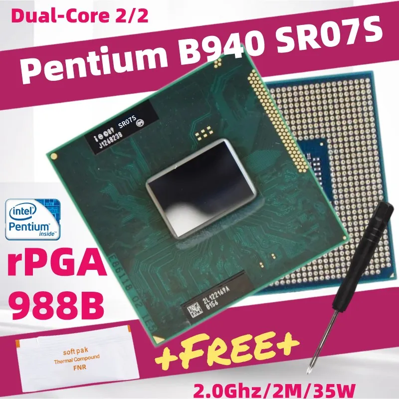 Pentium B950 B960 B940 B970  Dual-Core Laptop CPU Socket G2 PGA988B HM65 HM67 QM67 Processor