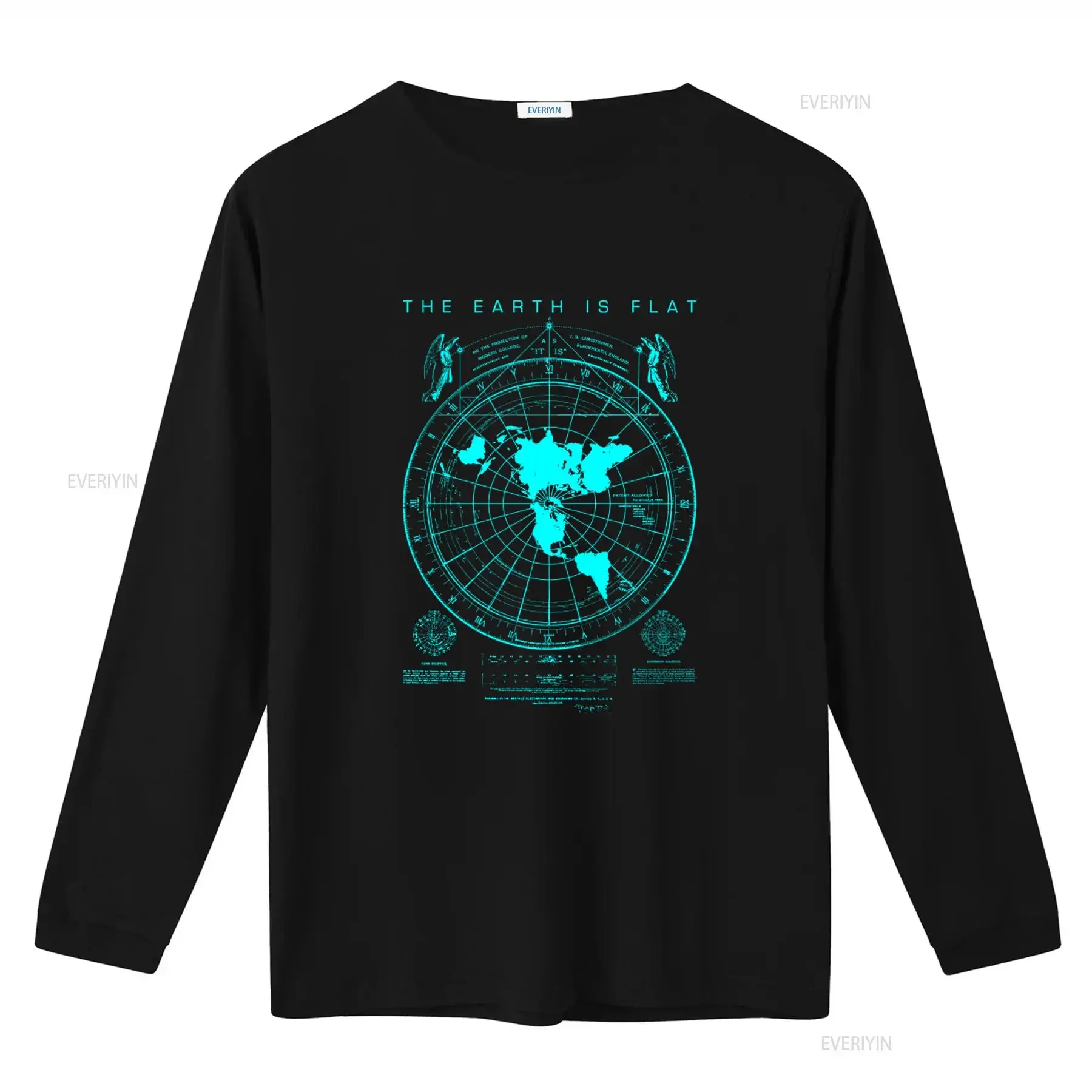 Flat Earth Map Print T Shirt Is Design Firmament Plies New World Order  vintage Washed designer clothes graphic Versatile