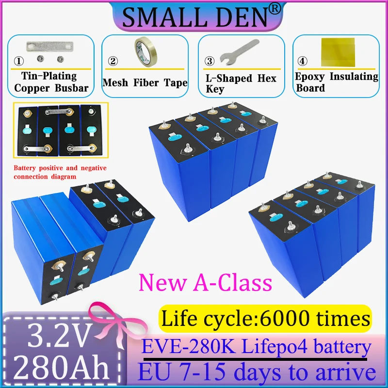 New 3.2V 280Ah LiFePO4 Battery 3C Lithium iron phosphate Cell DIY 4S 16S 12V 48V RV Electric Car travel Solar Batteries Tax Free