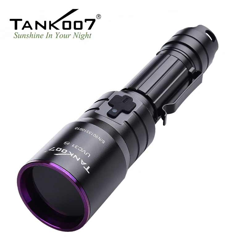 TANK007 UVC31 UV Flashlight Nichia 365nm USB Rechargeable 18650 Torch Pure Ultraviolet Light with Goggles for Police Forensic