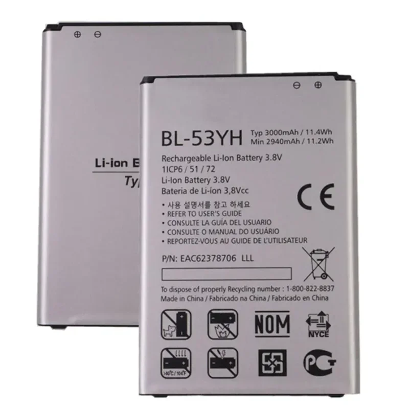 

100% Capacity 50g BL53YH Phone Battery for LG G3 VS985 D859 D858 D857 D855 D851 D850 D830 F470 F460 F400 F400L 3000mAh Batteries
