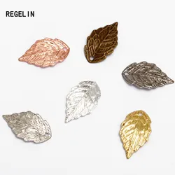 REGELIN Gold Color Brass Tree Leaf Leaves Copper Charms Pendants High Quality 18*10mm 50PCS Diy Jewelry Accessories
