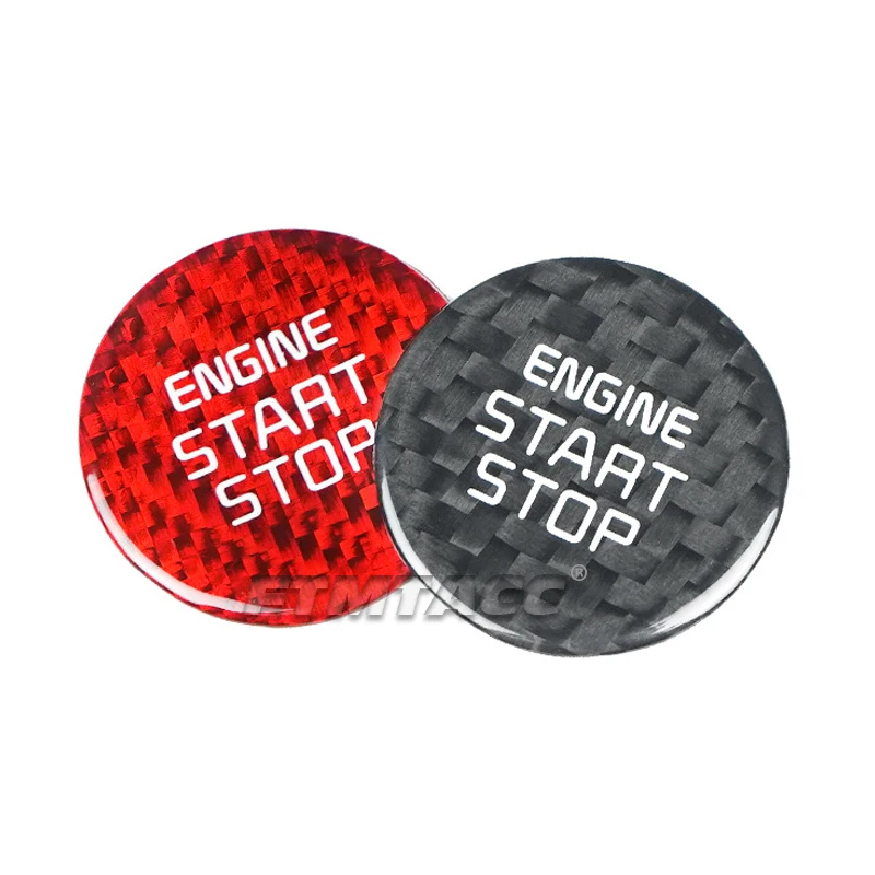 Red Carbon fiber Glue Car Stop Start Engine Button Cover Interior Trim For Hyundai Elantra / Santa Cruz / Tucson / Palisade view 5