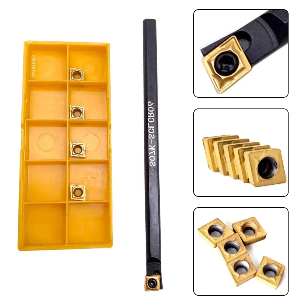 

1pc S07K-SCLCR06 Lathe Boring Bar Turning Tool Holder With 5pc CCMT060204 CCMT2 Carbide Inserts Blades For Lathe Turning Machine