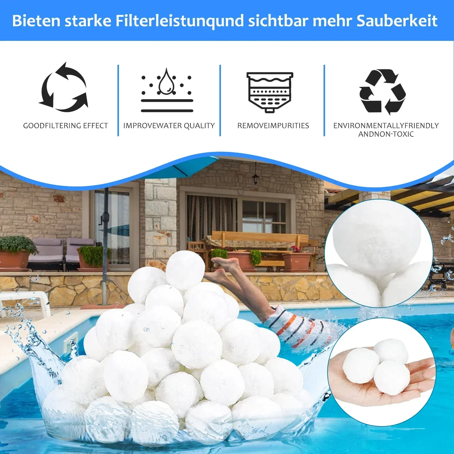 Durable Swimming Pool Filter Balls Substitute 25kg Sand Reusable Eco-Friendly Pool Maintenance Tool image 3