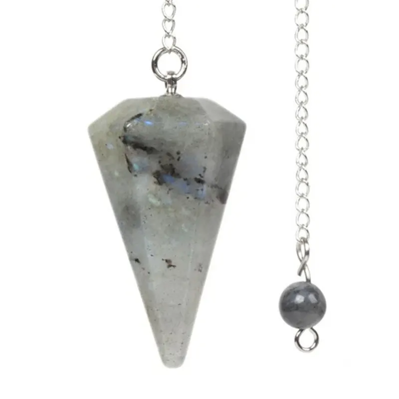 Colgante de cristal labradorita, péndulo de adivinación profesional de cuarzo de piedra Natural para respuestas , amatistas de radiestesia, colgantes de ojo de tigre rosa esoterismo y brujeria articulos testigo X226