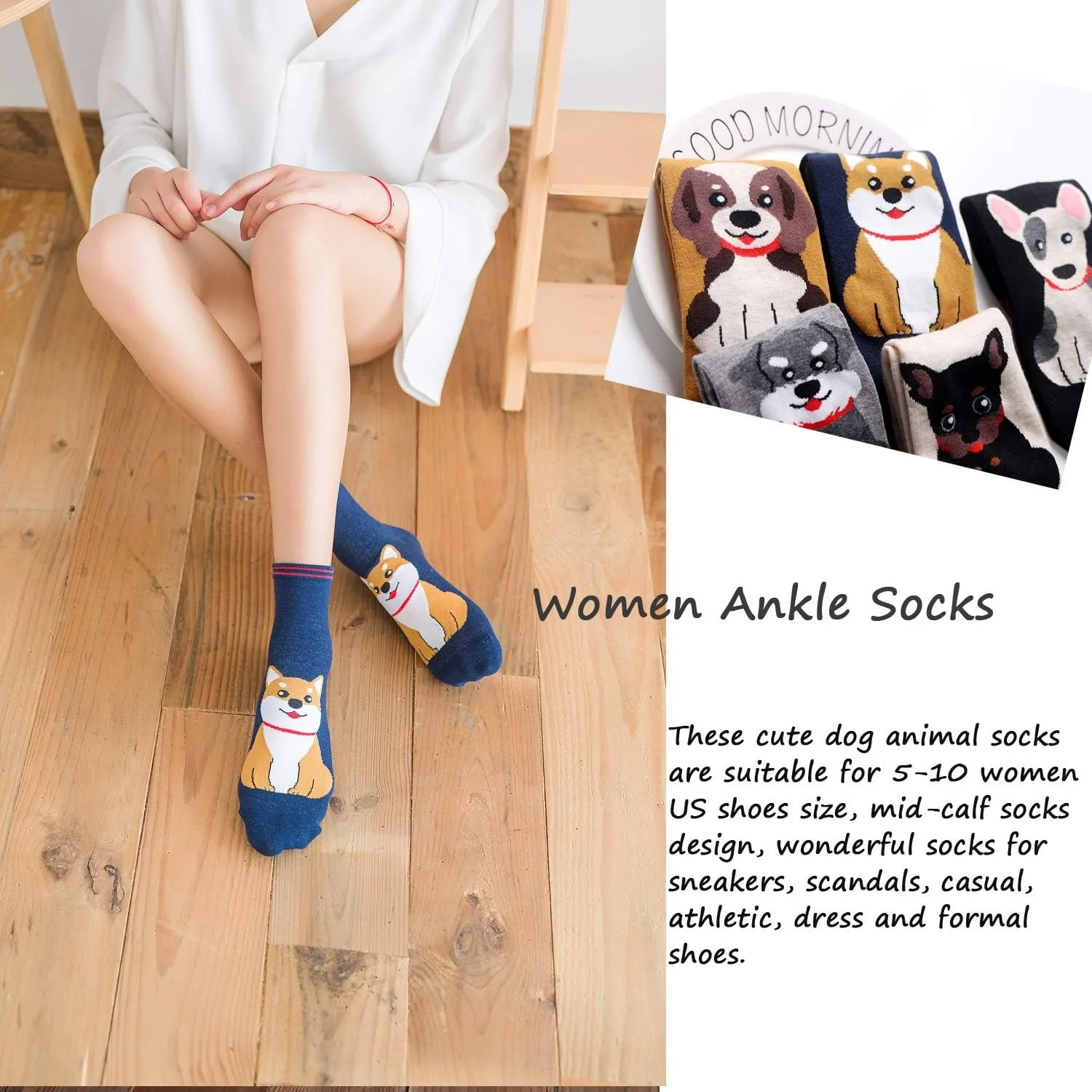 5Pairs New Fashion Colorful Funny Happy Casual Women Socks Dress Harajuku Cute Animal Cartoon Men's Socks