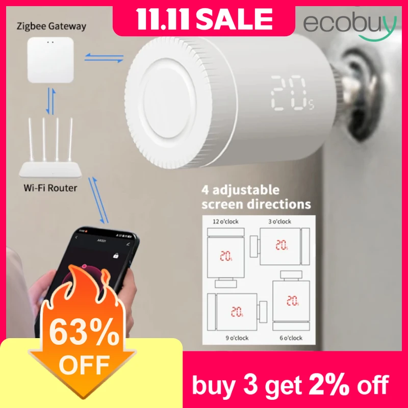 

Tuya Smart Home Zigbee Radiator Valve Smart Thermostatic Valve Head Zigbee 3.0 Thermostatic Radiator Valve Alexa Google Home