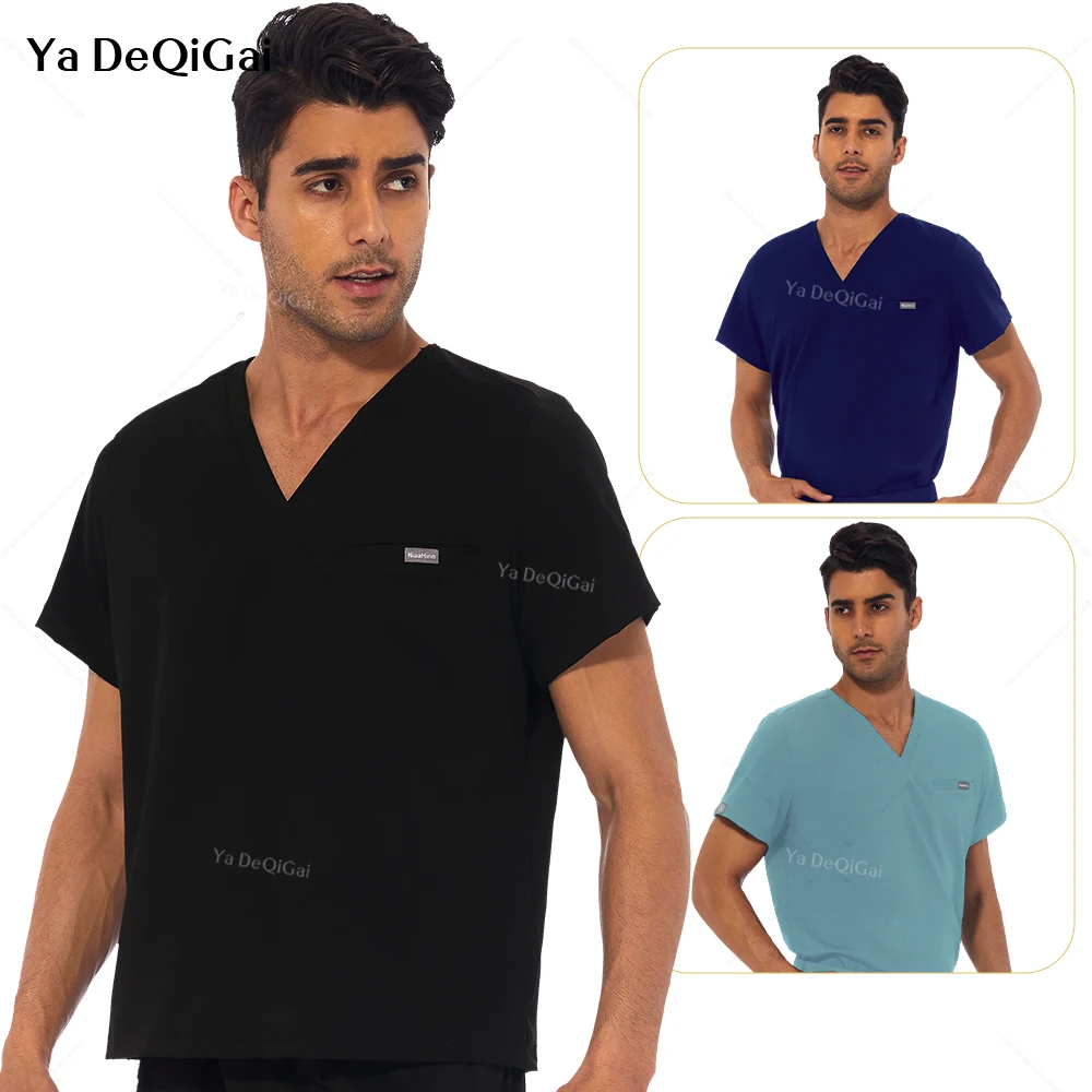 Uniforme Medical Scrubs Shirt Nurse Uniforms Mens Work Shirts Hospital Scrub Tops Lab Blouse Clinical Workwear Spa Clothes