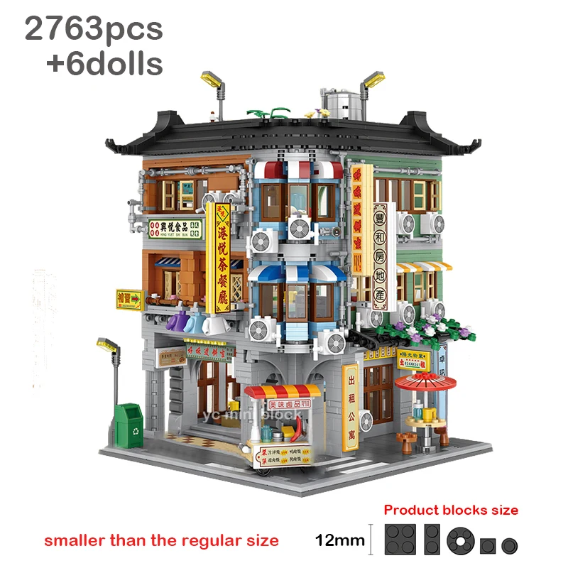 Loz Creative Mini Building Block modulare Hong Kong Street View Corner Commercial Building Assembly Toys For Children regali per adulti