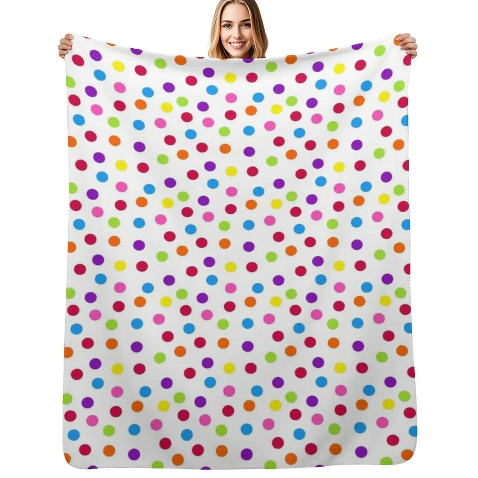

Rainbow Multi-color Confetti Polka Dot Throw Blanket funny gift wednesday Weighted Thins Blanket