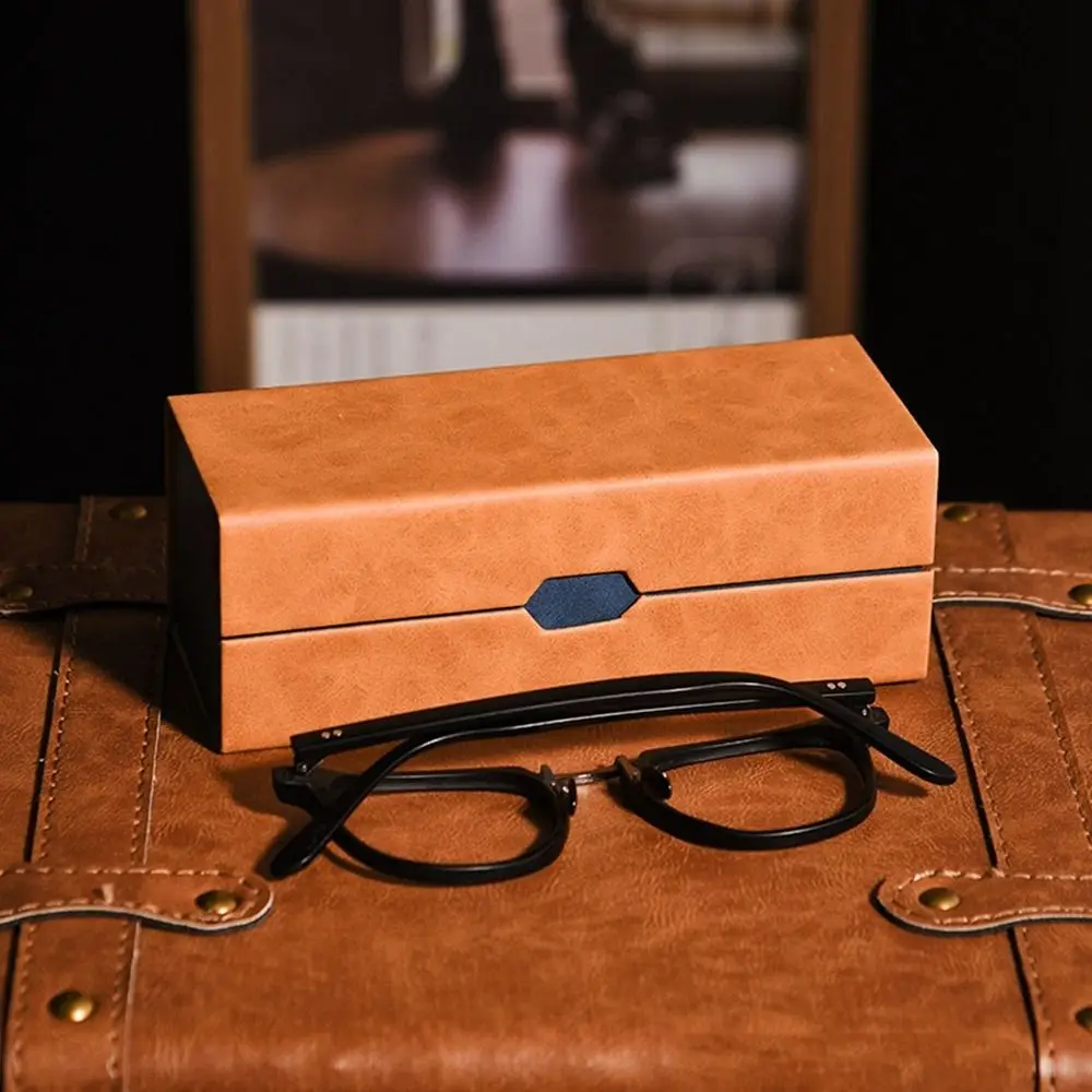 

PU Leather Double Layer PU Glasses Box Two Pairs of Glasses Case Eyeglasses Case Glasses Case Large Capacity Eyewear Case