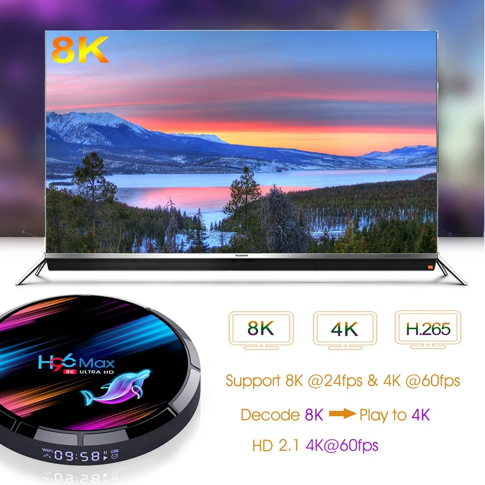 H96 MAX X3 Smart TV Box Android 9.0 Amlogic S905X3 Quad Core 128GB 64GB 32GB Dual Wifi 4K 1000M LAN Media palyer Set Top Box