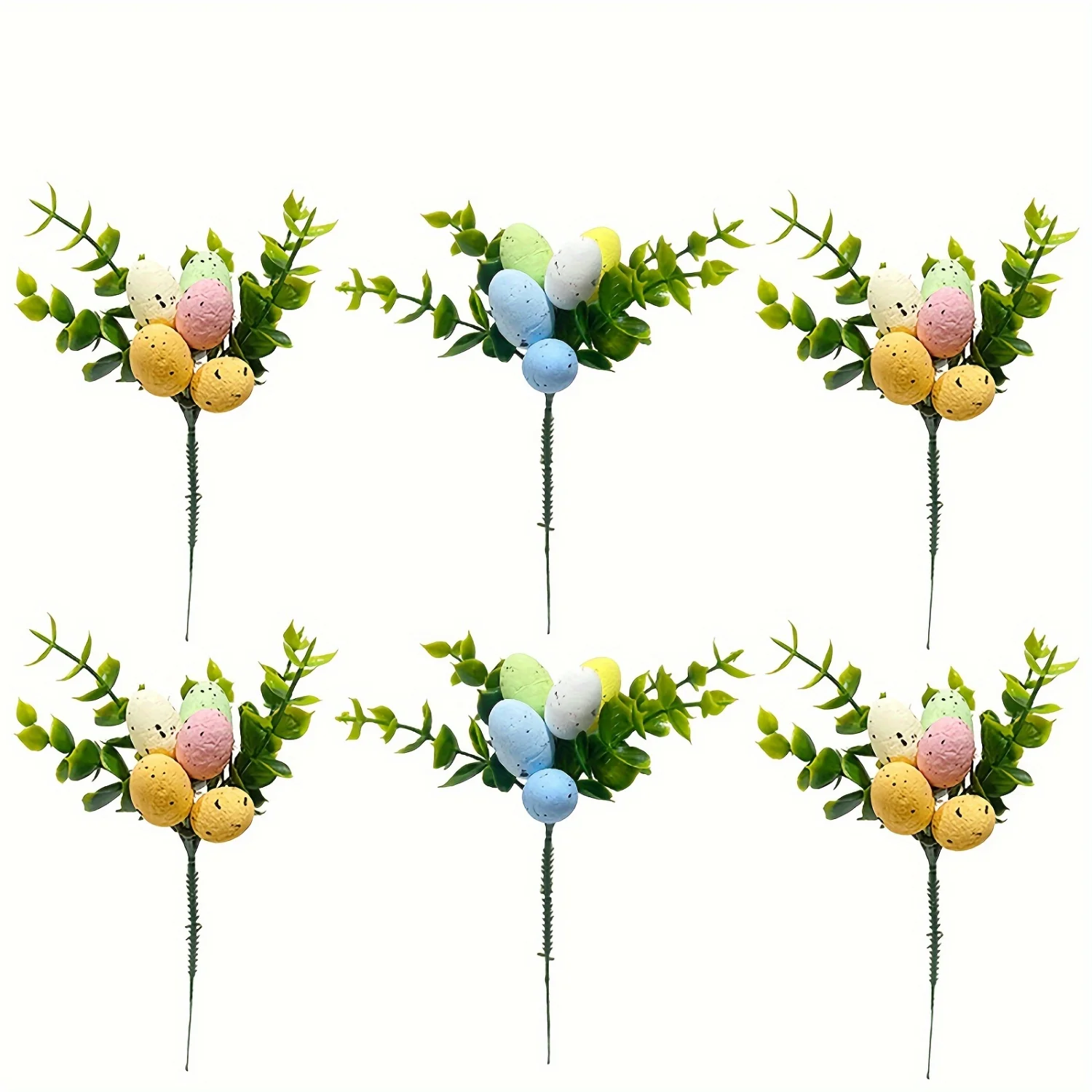 

5pcs Easter Simulation Colored Egg Branches - Indoor Green Plant Flower Arrangement Accessories for Easter Decoration Greenery