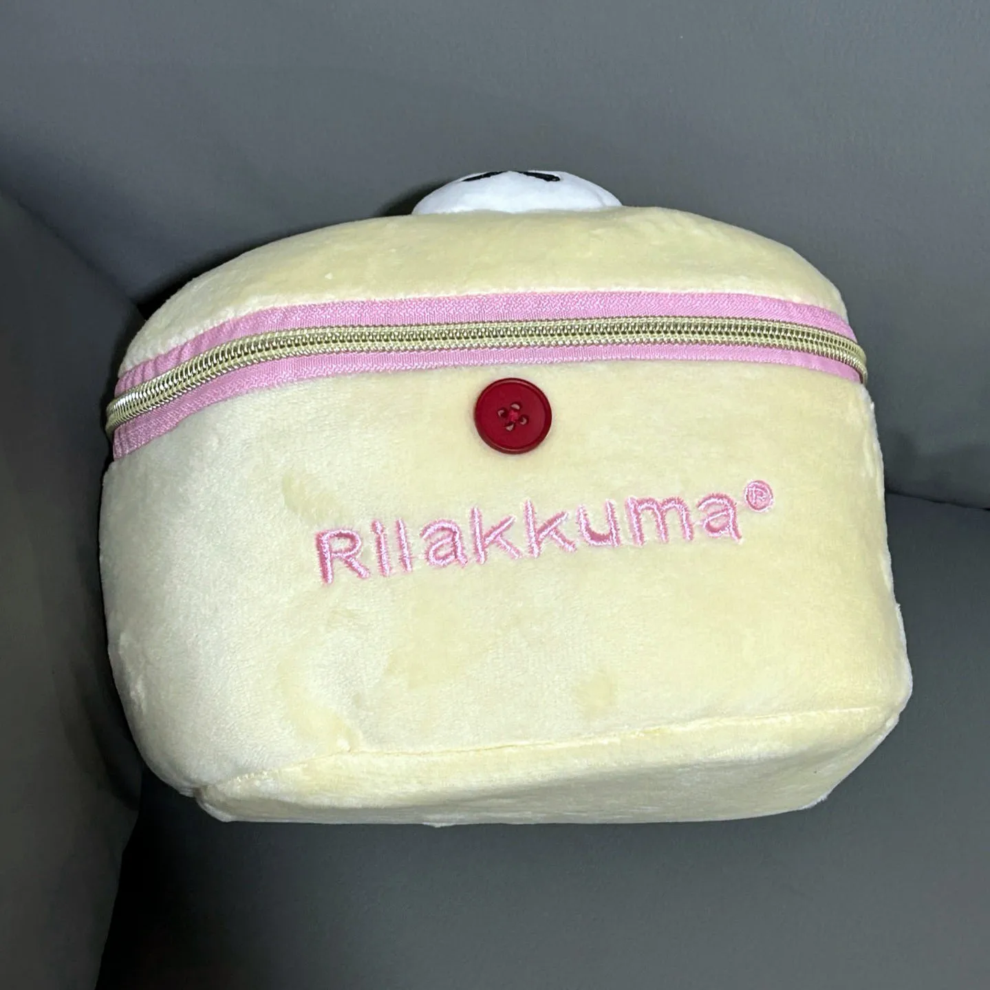 Cute Rilakkuma Korilakkuma Bear Big Face Plush Storage Pocket Organizer Cosmetics Bag Makeup Pouch Case for Home Girls Woman