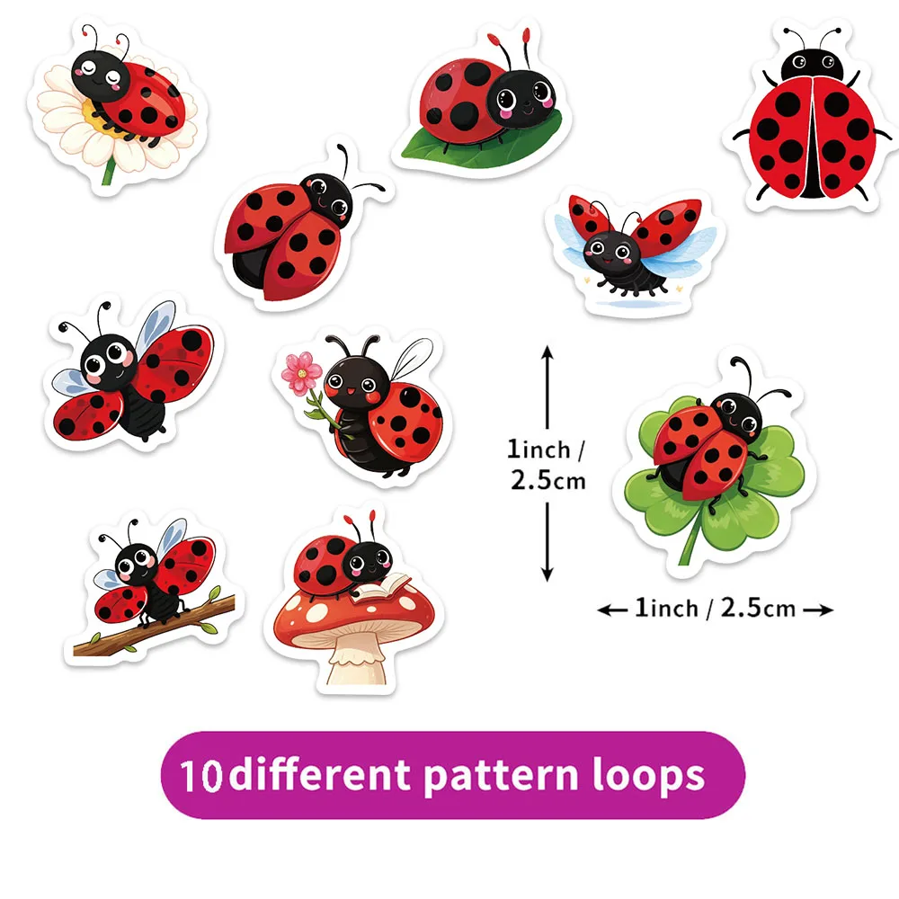 500PCS Cartoon Cute Ladybug Graffiti Stickers DIY Luggage Audio Skateboard Small Pattern Stickers
