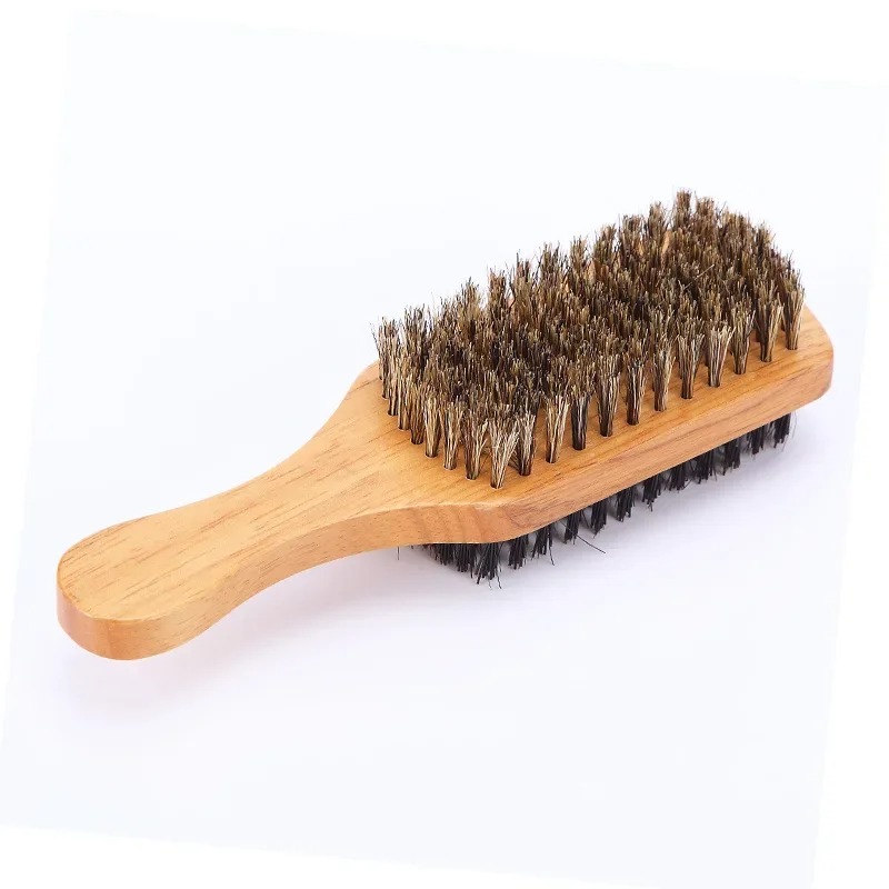 Wood Handle Men's Beard Brush Men Mustache Brushes Comb Double-sided Facial Hair Brush Male Face Message Shaving Brush Tool