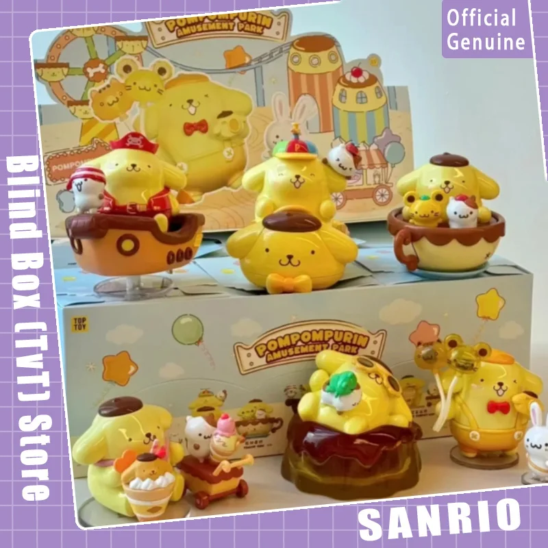Echte Sanrio PomPomPurin Pretpark Series Blind Box Schattige popcollectie Desktop Ornament Modetrend Cadeau