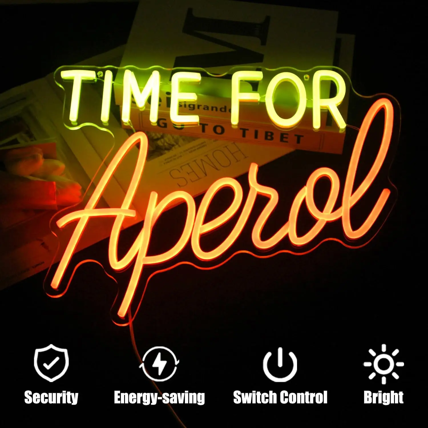 Time for Aperol Neon Signs LED Neon Light Sign Light Up Neon Signs Wall Decor for Home Bar Man Cave Bar Decor Store Club Bistro