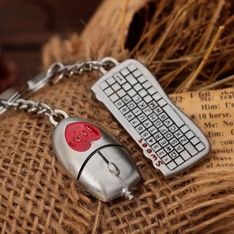 1 pair Fashion Mouse And keyboard Pendant Keyring Keychain Keyfob Lover Gift New