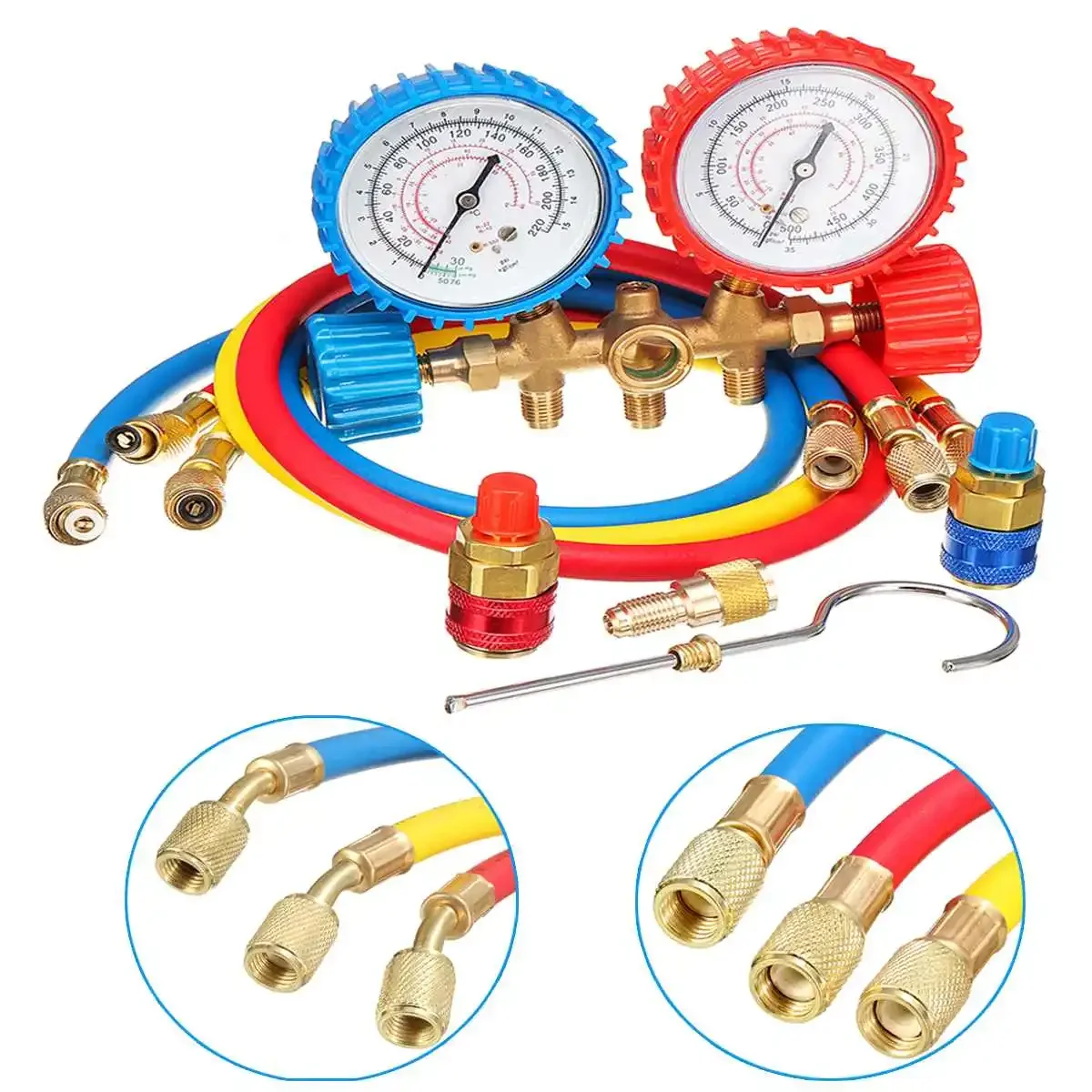 Portable Air Conditioning Manifold Gauge Set Lightweight Test Diagnostic Repair Tools Kit for R134A R12 R22 R502 Refrigerant