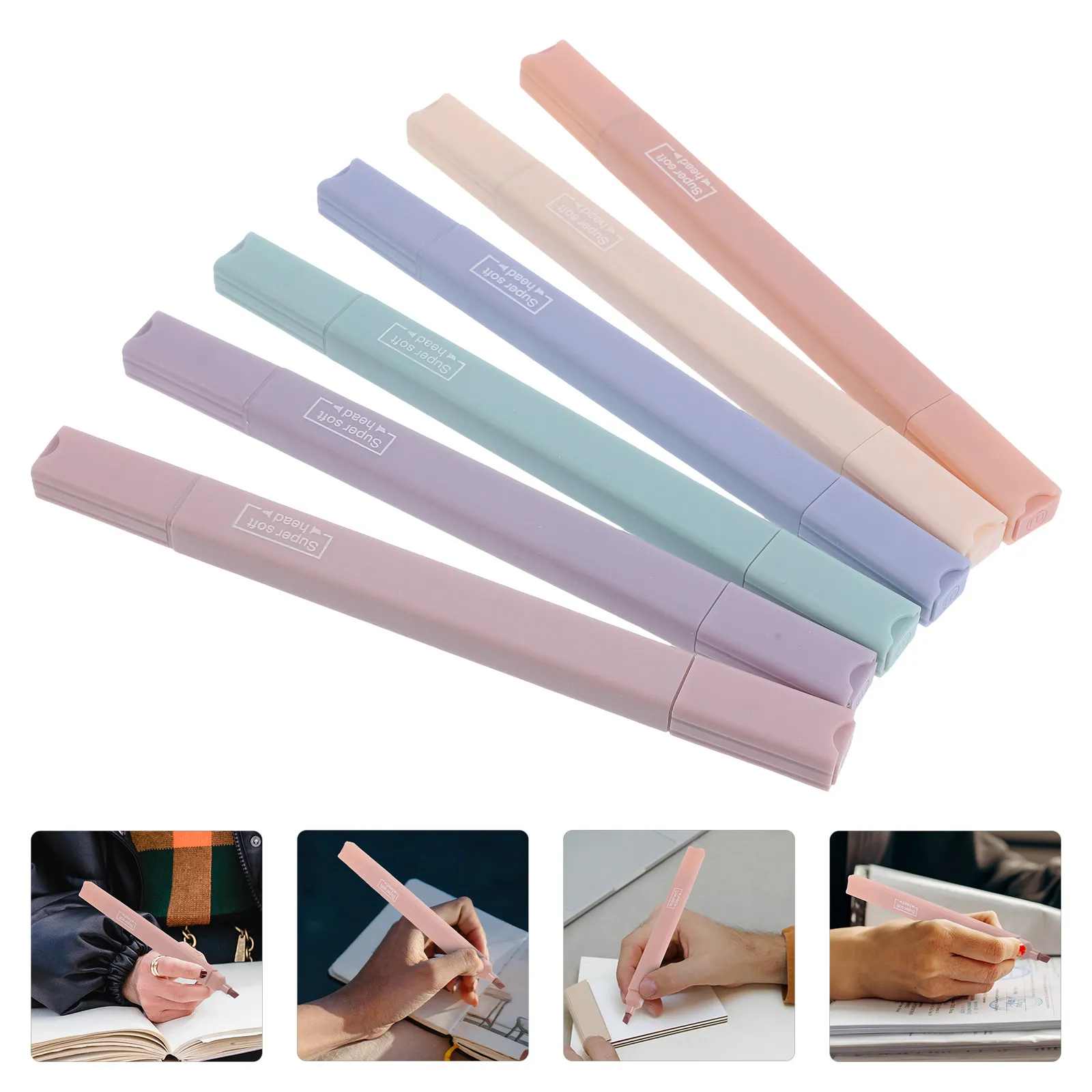 

6Pcs Fluorescent Highlighters Smooth Writing No Ink Leakage Plastic Study Highlighter Pens for Students Teachers Office Workers