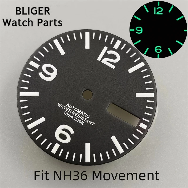 قرص ساعة لامع مع مجموعة يد للوجه ، مناسب لـ NH35A ، NH36 ، NH38 ، MIYOTA ، DG ، migzhu ، 29