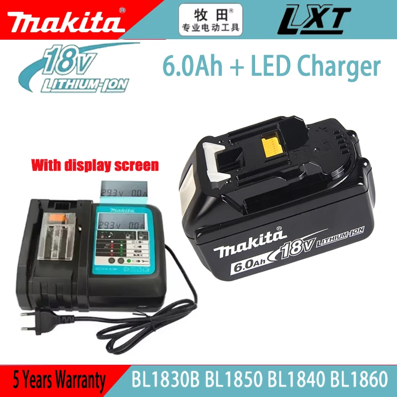 

100% original genuine latest Makita 18V3Ah/5Ah/6Ah/9Ah rechargeable battery and charger, suitable for Makita power tool BL1830 B