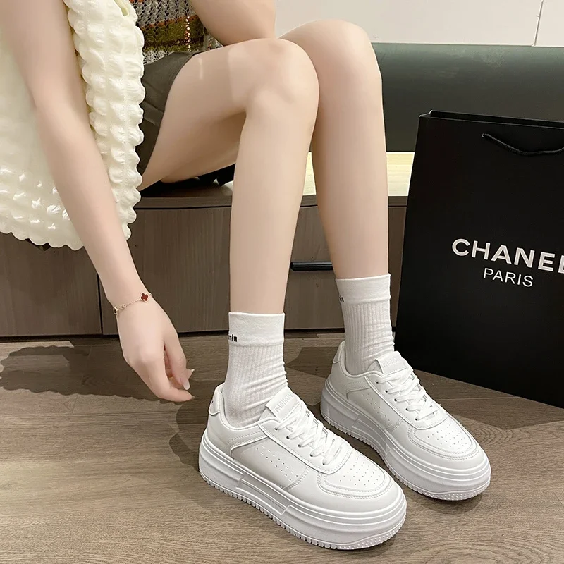 Little White Shoes 2024 Spring/Summer/Autumn New Korean Edition Women's Student Casual Flat Bottom Elevated Shoes