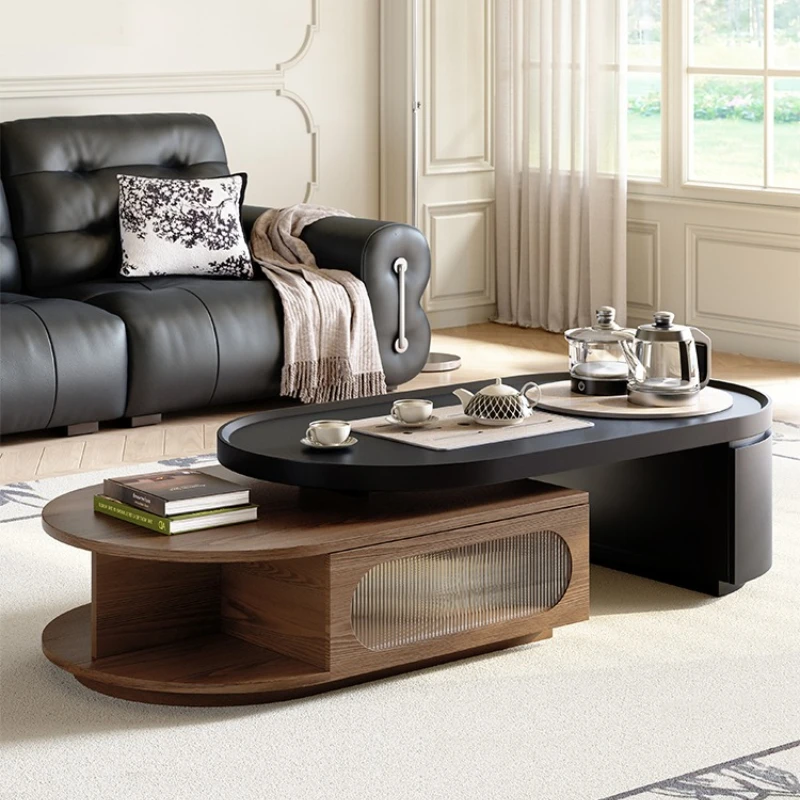 

Medieval style coffee table living room household small apartment new kung fu solid wood telescopic function