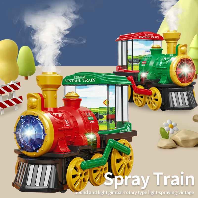 Train Toy for Toddlers 3-5, Trucks Locomotive Electric Steam Engine with Smoke, Light & Sound, Toddler Toy Trucks for Boys Gift