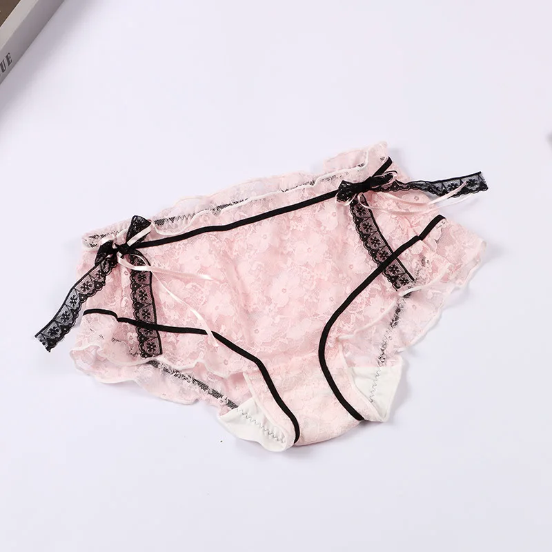 Plus Size Lace Panties Summer Sexy Lingerie Breathable Seamless Briefs Bow Women Underwears Ladies Girl Cotton Crotch Underpants