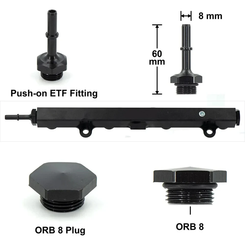 for Honda K Series K20/24 Rsx Civic Engine High Flow Fuel Rail with 1/8npt Gauge