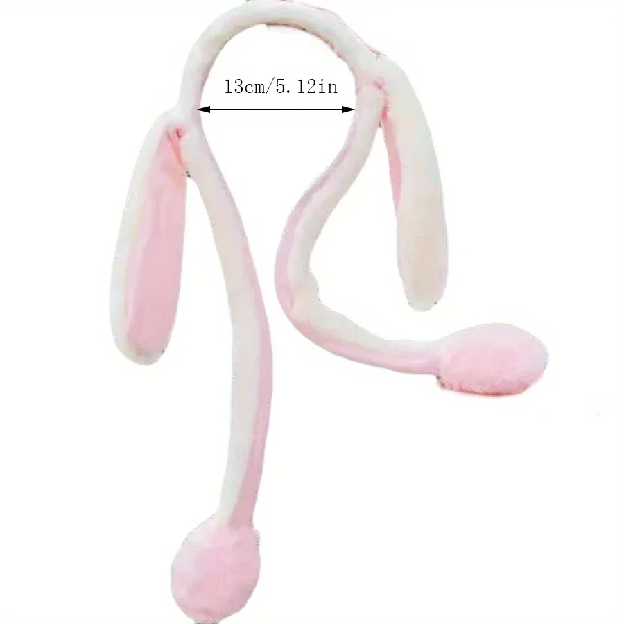 Plush Moving Rabbit Ears Headband Warm Bunny Airbag Funny Hairband Sweet Gift Hair Hoop Movable Hair Accessories for Women Girls